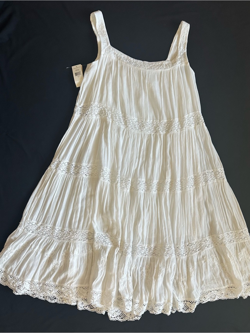Denim & Supply Ralph Lauren White Lace-Trim tier Maxi Dress boho Large discontin - Picture 11 of 16